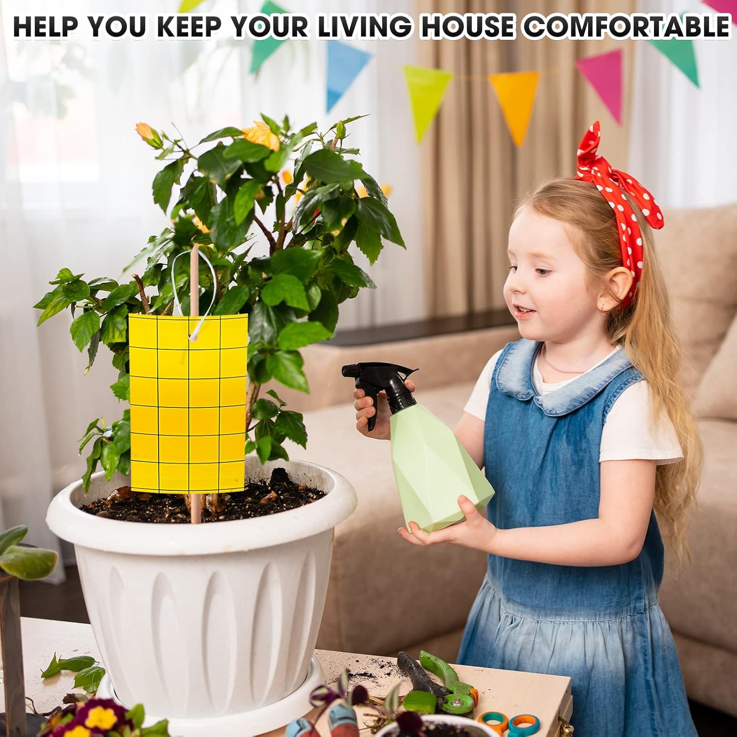 Qualirey 300 Sticky Trap for Gnats 3 x 5'' Dual Side Sticky Fruit Fly Trap with Tie Plant for Flying Insect Fungus Bugs Flying Catcher for Indoor (Yellow)