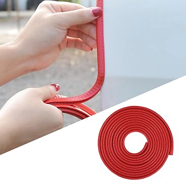 Car Door Edge Guards, 16Ft Universal Car Edge Rubber Seal Trim Protector, U Shape Door Edge Protector Guard, Aluminum Boat Edge Guards, Car Decoration Accessories for Most Car Red