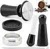 51mm Espresso Accessories Kit, Spring Loaded Hand Tamper with Base Coffee Stirrer Coffee Tamper Set for Espresso Machine(Black/5Pcs)