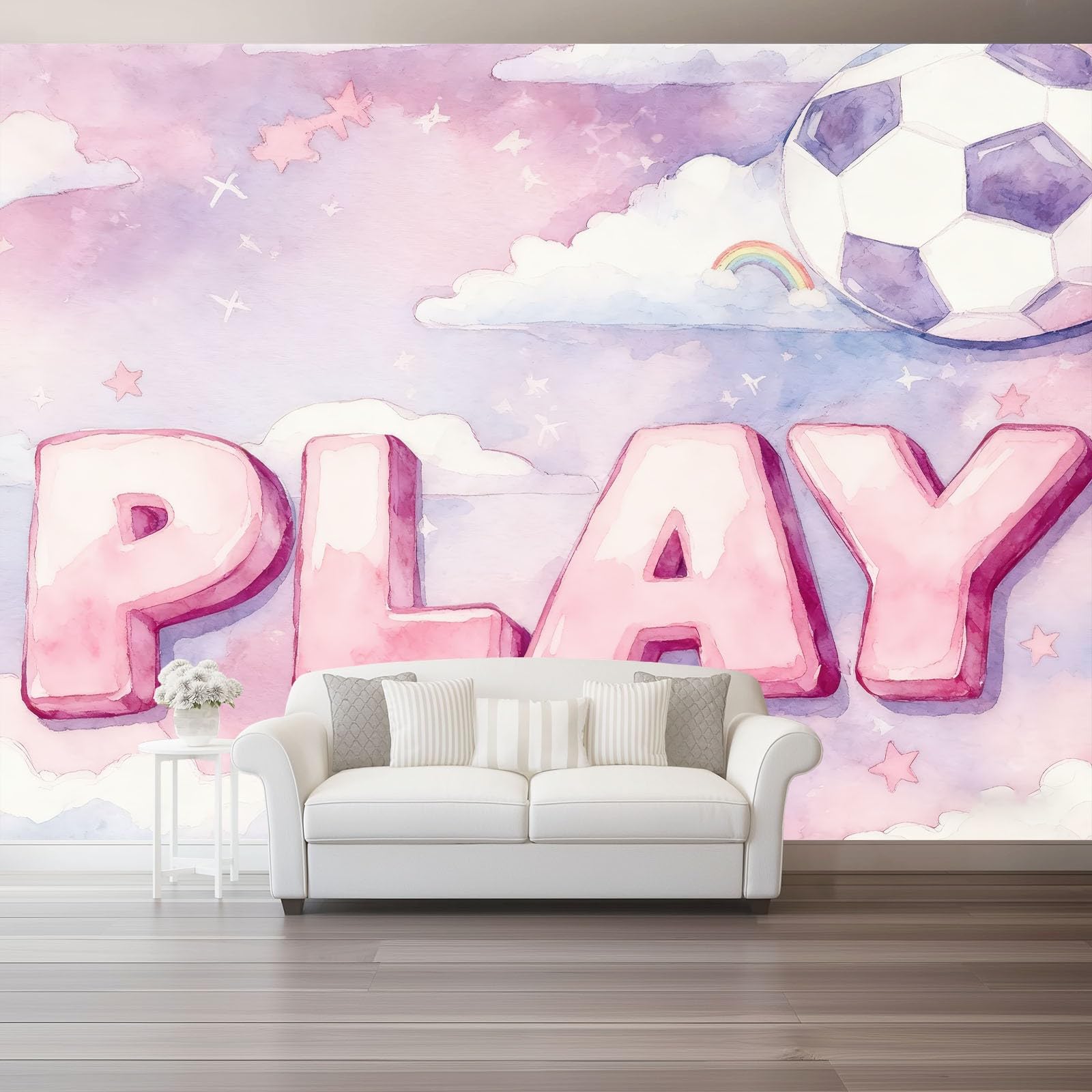 Tapeta 3D z włókniny niebo wzór alfabetu niebo 400 x 280 cm styl kreskówka tapeta dekoracja ścienna do salonu sypialnia niebieski różowy