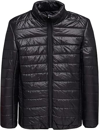 Mens Puffer Jacket Lightweight Packable Down Coat Stand Collar Quilted Jacket Plus Size Warm Casual Winter Jacket