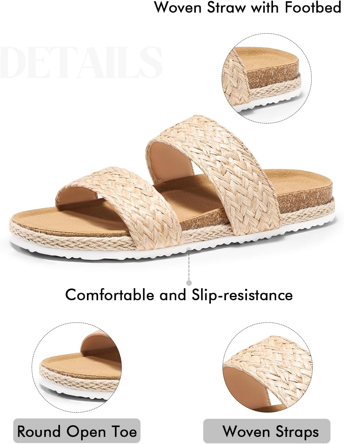 Coutgo Womens Slides Sandals Open Toe Slip On Platform Sandals Footbed Summer Beach Shoes - Image 8