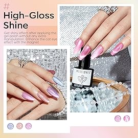 modelones Holographic Glitter Cat Eye Gel Nail Polish Kit 6 Colors with Magnet Romantic Rainbow Galaxy Series Pastel Gel Polish Soak Off Led Gel Nail Polish Set Nail Art Gel Manicure Salon DIY Gifts
