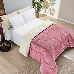 Coberdrom Edredom Cobertor Sherpa Casal Queen, 240x220 cm, Grosso Dupla Face, Quente e Macio Para o Inverno