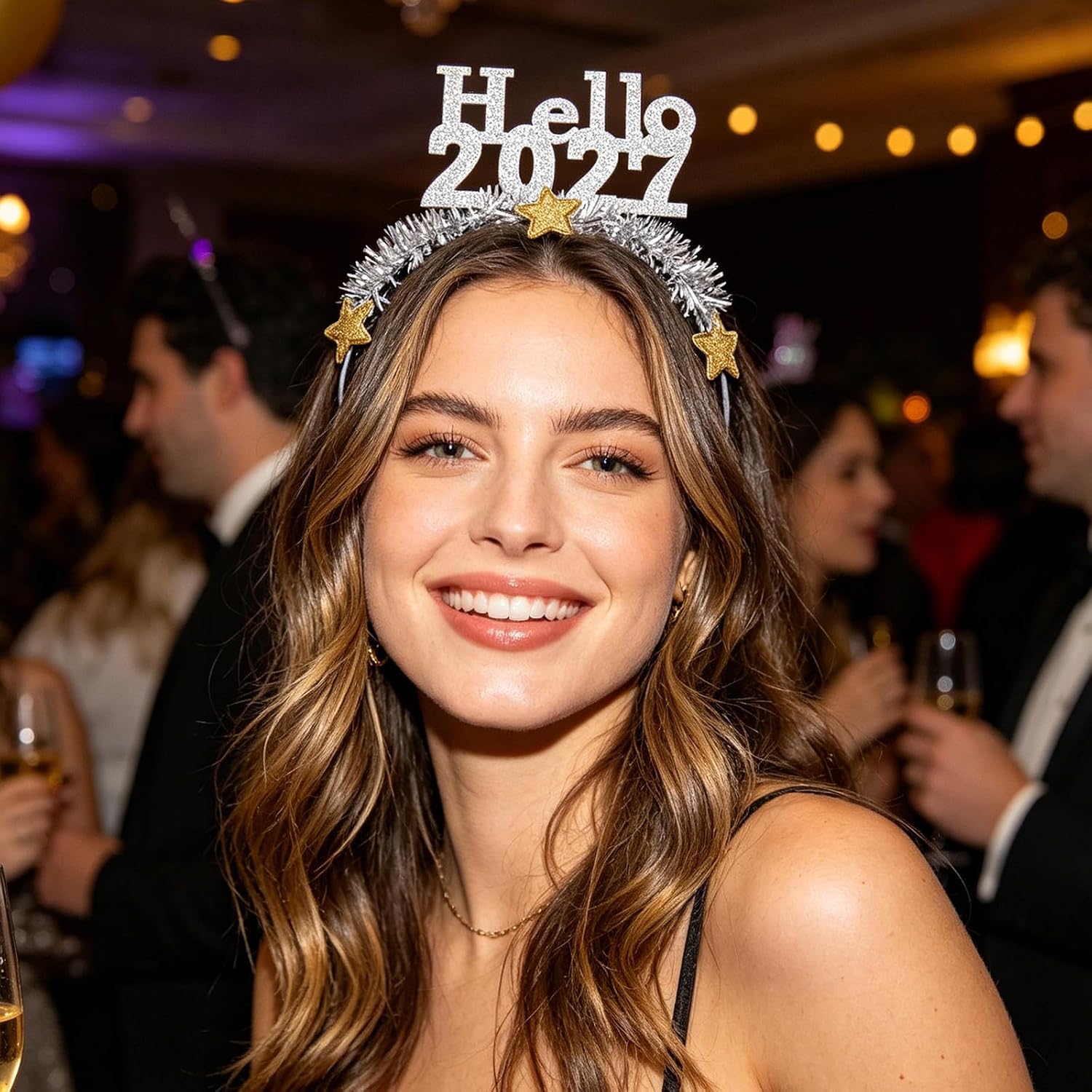 2027 New Year Headband for Women and Adults, Silver Sparkling Glitter Hairband with Comfortable All-day Wear and Slipfree Design, for Holiday Party Gatherings and New Year's Eve