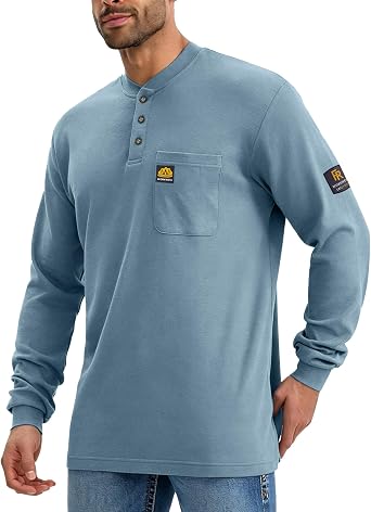 FR Shirts for Men 5.5 oz Flame Resistant Long Sleeve Shirt for Welding CAT2