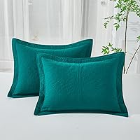 Vista 12 de WINLIFE - Funda de almohada acolchada 100 % de algodón con estampado floral (Estándar, Naranja Quemado)