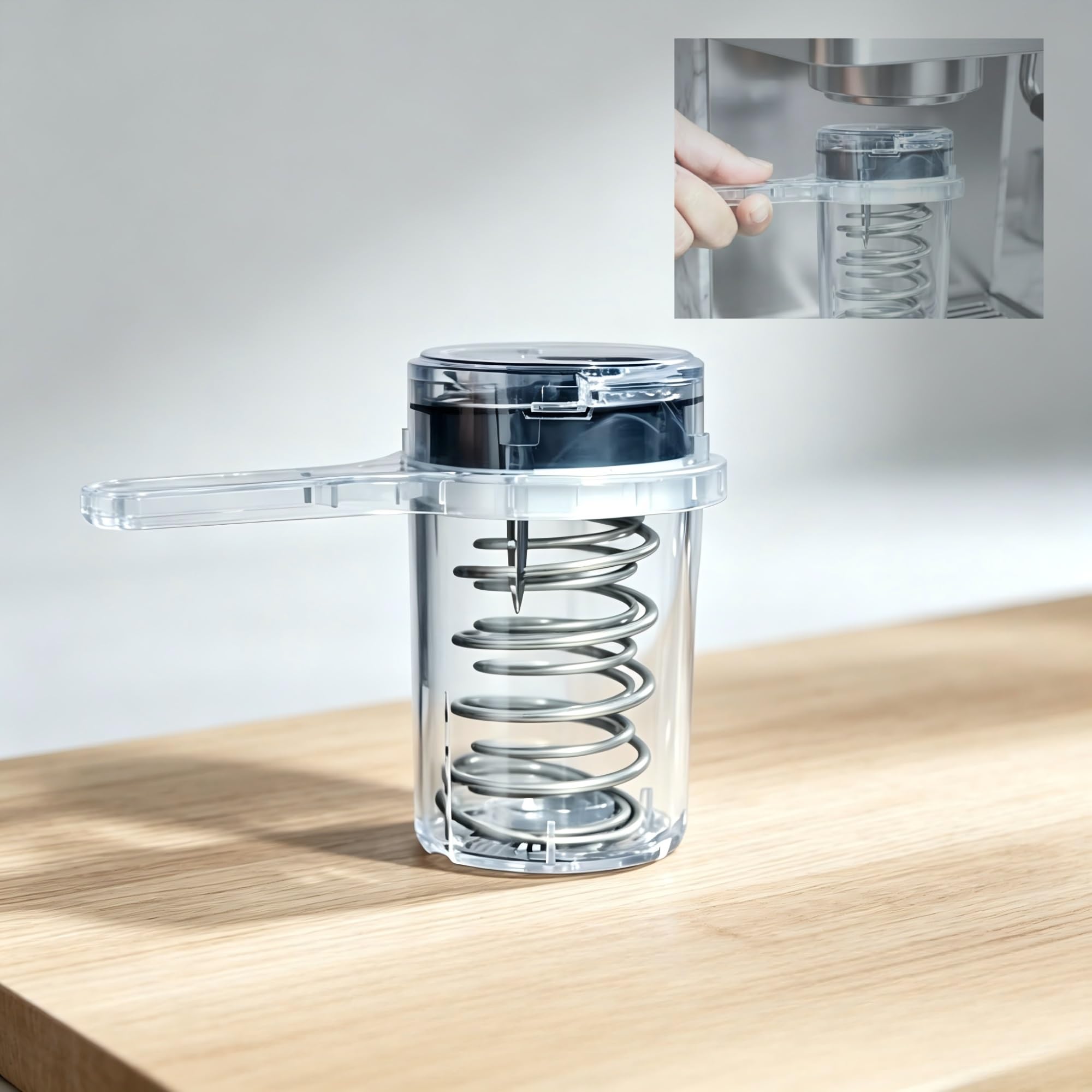 Herramienta de limpieza de retrolavado for máquina de café expreso de 58 mm, taza de filtro ciego transparente con válvulas de alivio de presión duales y protección de drenaje incorporada