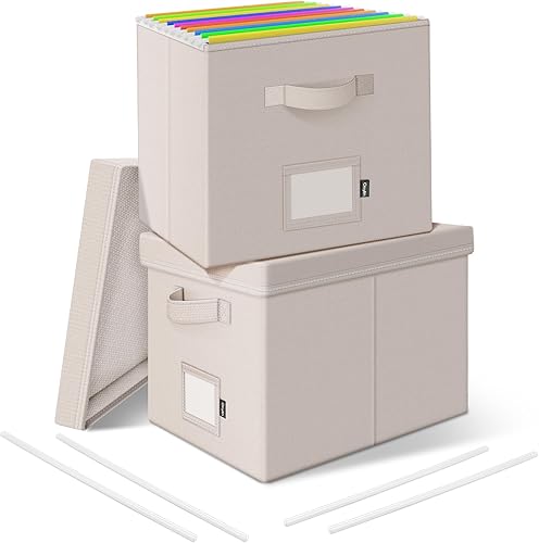 Vista 30 de Caja organizadora de archivos con tapa, organizador de almacenamiento de documentos para carpetas de archivos de cartas/documentos legales - 15 x
