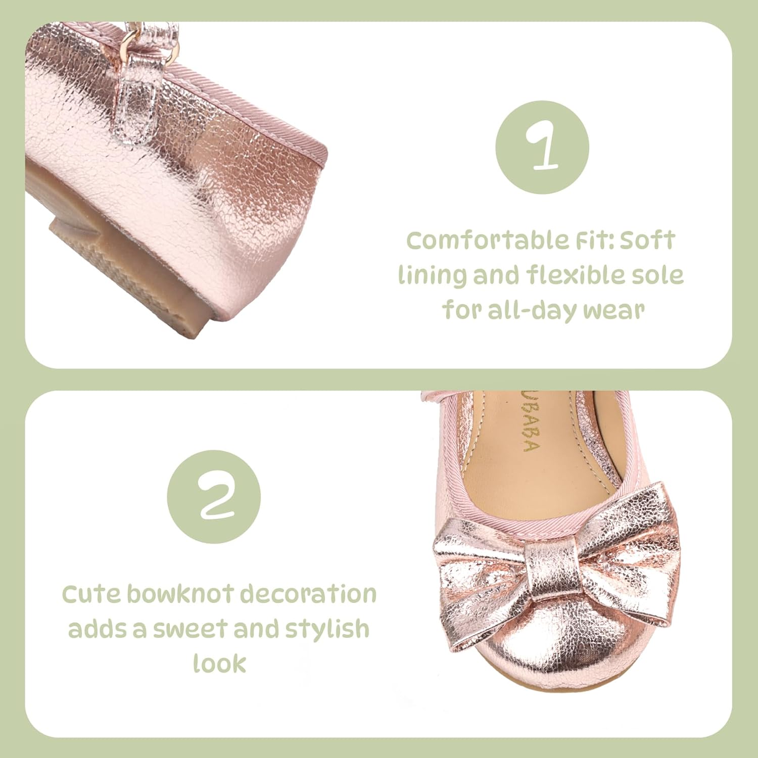 Toddler Girls Dress Shoes with Bow Mary Jane Ballet Flats for Flower Girl Wedding Party Toddler Little Kids