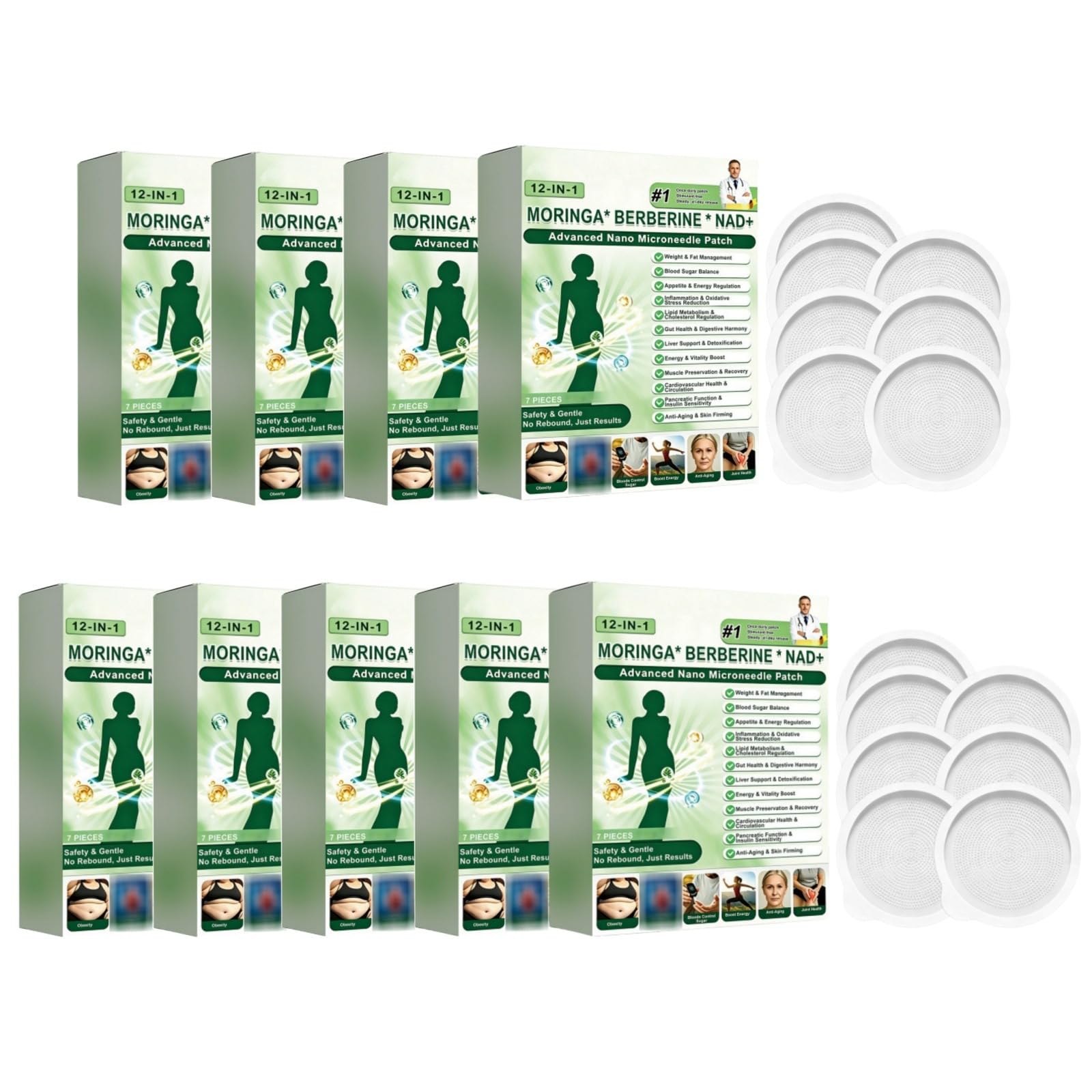 Moringa Berberine x NAD 12 w 1 odchudzanie nano igieł plastry,