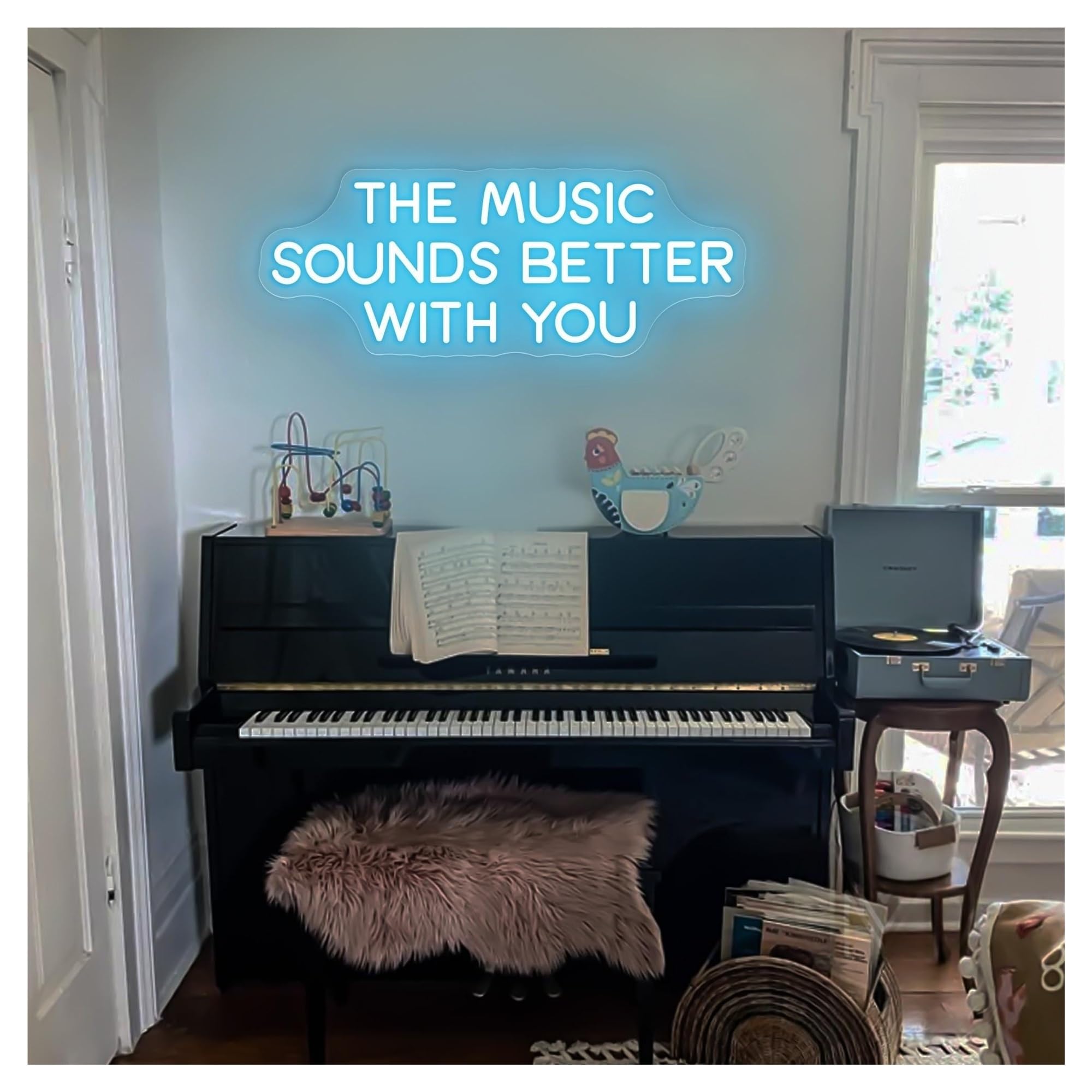 Shouxi A Sign Lamp The Music Sounds Better With You Neon Sign, Living Room Bedroom Decor, House Light 45.7Cm(A)