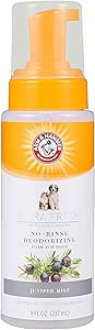 Arm &amp; Hammer for Pets Ultra Fresh Dog Deodorizing Foam, Juniper Mist Scent - No Rinse Waterless Dog Shampoo for Smelly Dogs, Pet Deodorizer, Bathing Supplies, 8 Fl Oz