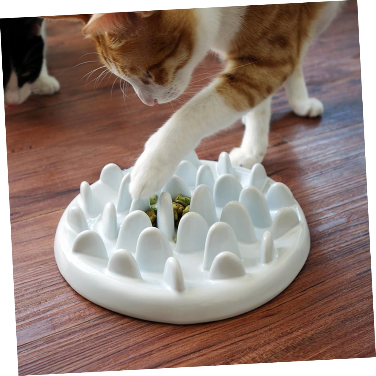 Ciotola per Gatti in Ceramica a Ingozzamento Lento Bianca | Forma a Labirinto, per Alimentazione di Cane e Gatto, Anti-odore e Anti-urto