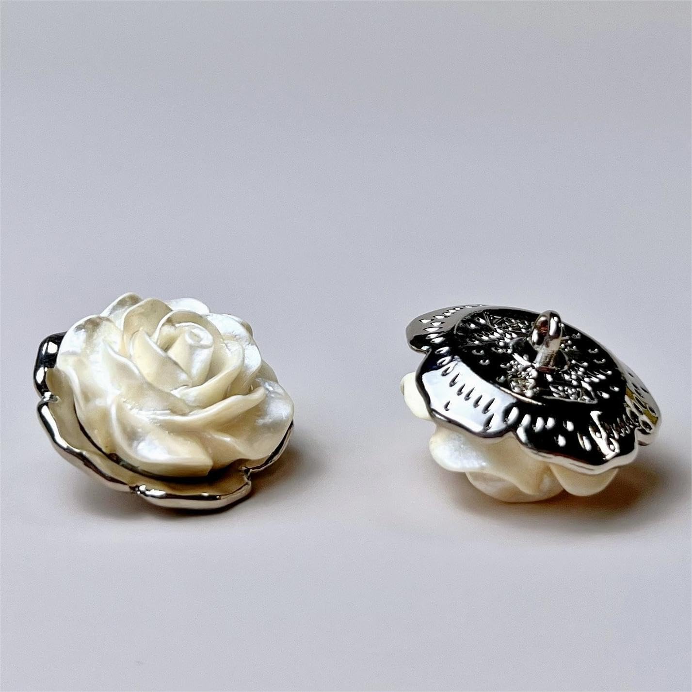 6pcs Luxury Metal Flower Shape Sewing Buttons - Gold, Black, Blue - DIY Clothing Accessories & Handmade Decoration - (Color: N-21 / Size: 23Mm)