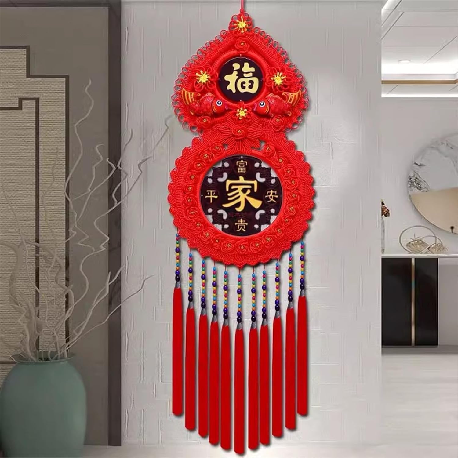 Chinese New Year Knot Chinese New Year Decorations, Red Chinese Knot Pumpkin Pendant, Chinese Lucky Hanging Ornaments for New Year, Home Office Chinese Festival Tassel Pendant (