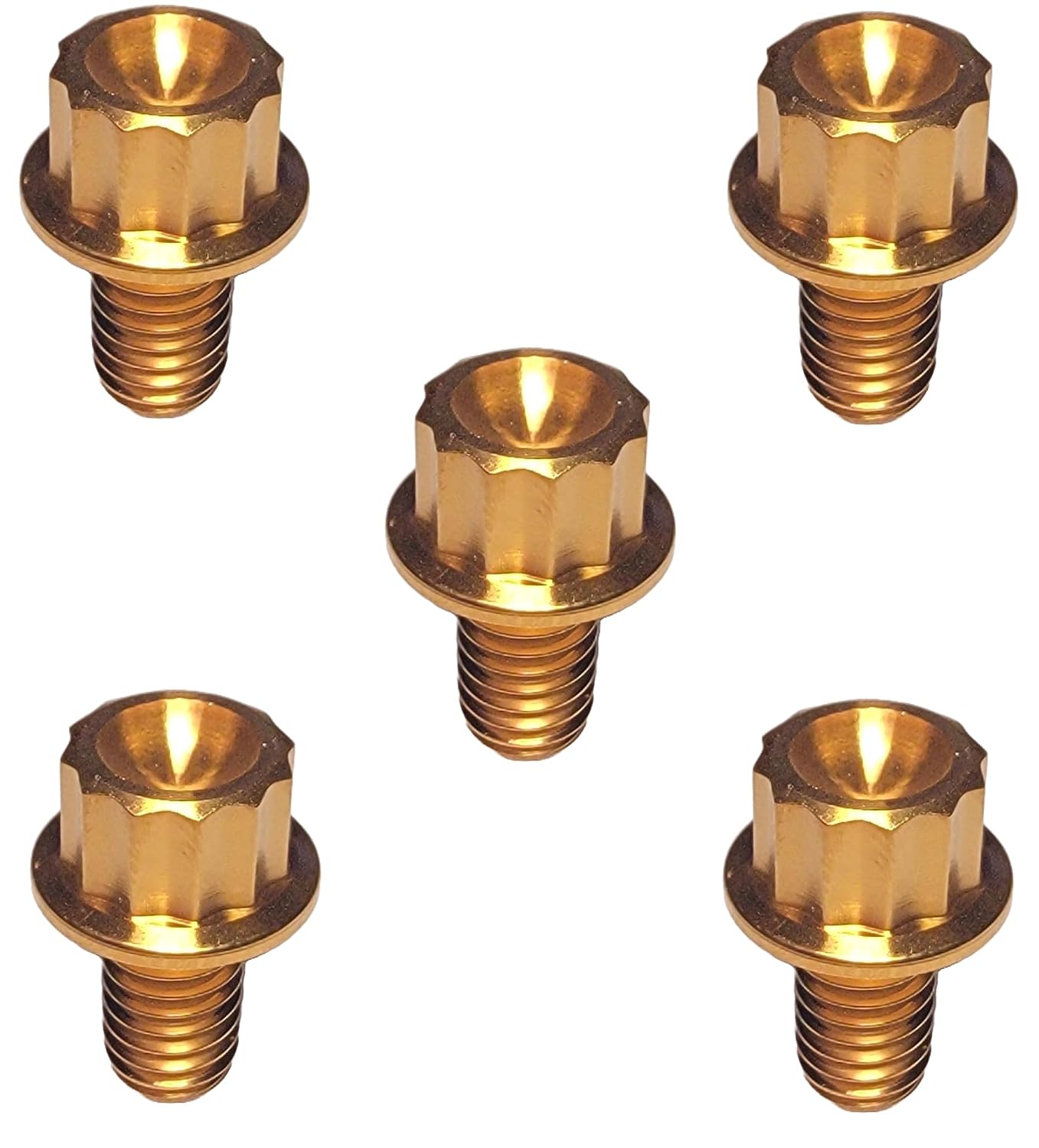 M6 x 1.0 Titanium Flange Bolts – 12 Point Head, Multiple Lengths & Colors, Lightweight Corrosion-Resistant Fasteners, 5 Pack (Raw Silver, 26mm)