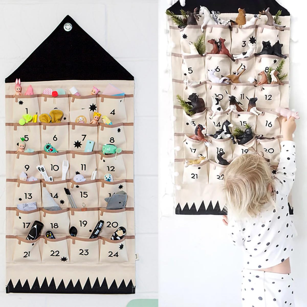 Wand-Organizer for Schlafzimmer, hängender Wand-Organizer, Weihnachts-Adventskalender 2024, wiederverwendbar mit Taschen, 24-Tage-Wandmontage-Aufbewahrungstasche for Zuhause, Urlaubsdekorationen, Gesc