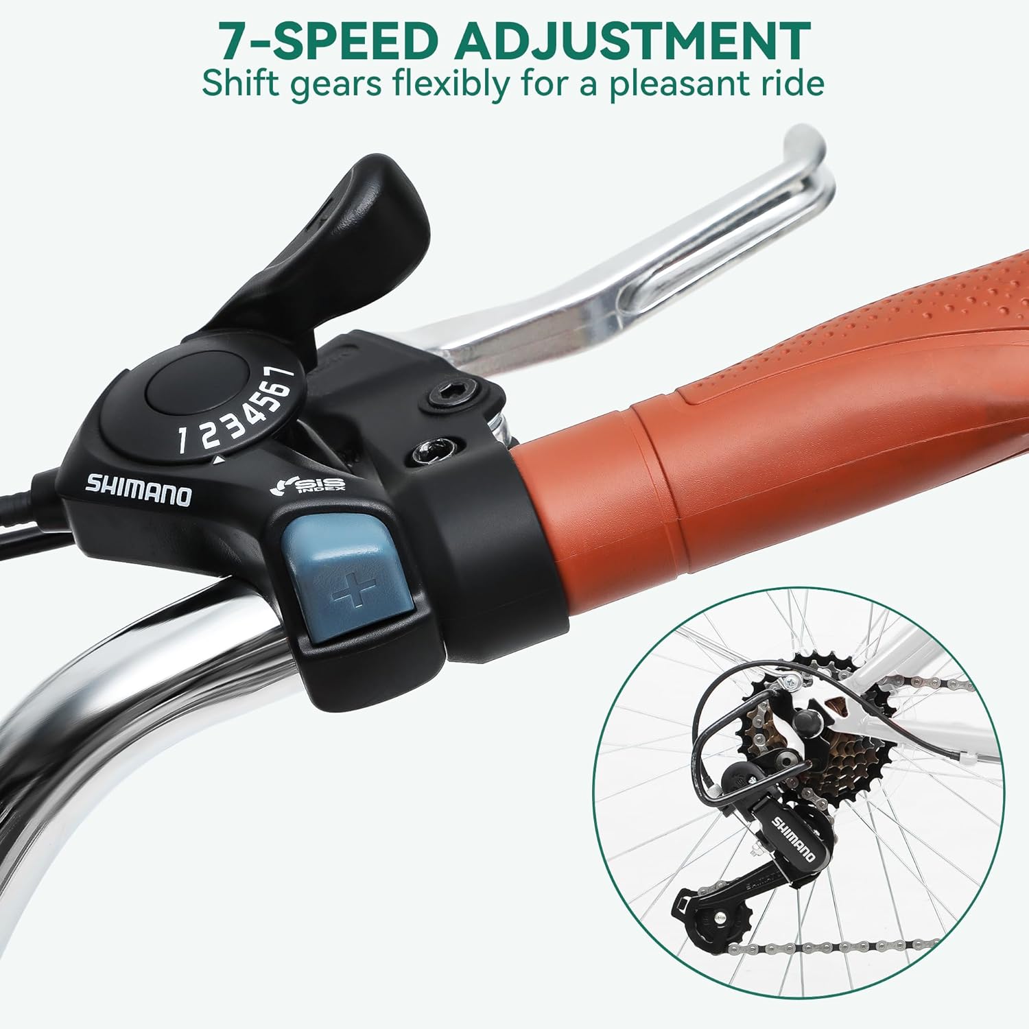 YITAHOME 24 & 26 Inch Beach Cruiser Bike, 7 Speed & Single Speed Commute Bike, Step-Through Bicycle for Adult Women & Men, Steel Frame Cruiser Bike with Full Front & Rear Fenders