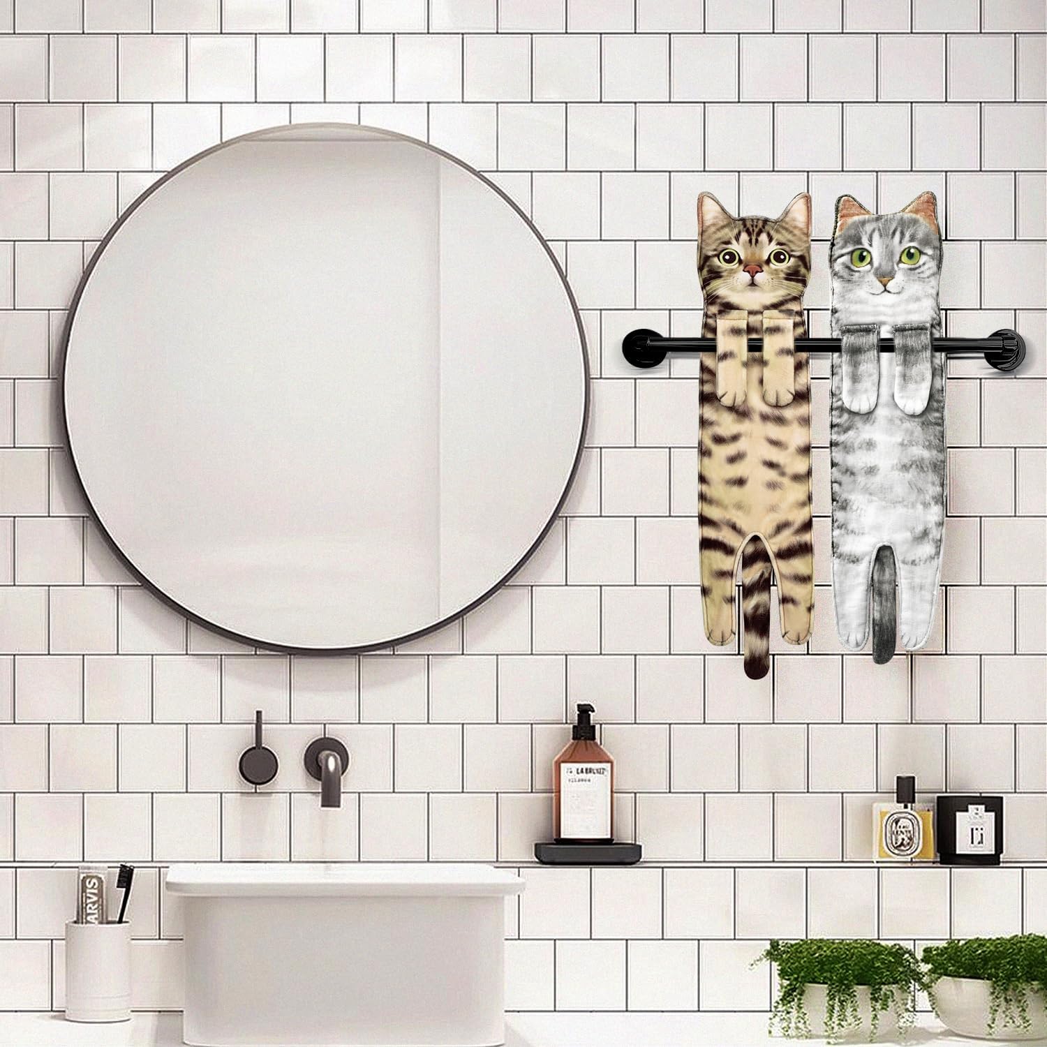 Cat Funny Hand Towel for Bathroom Kitchen, Unique Decor Gifts for Women Mom image 5