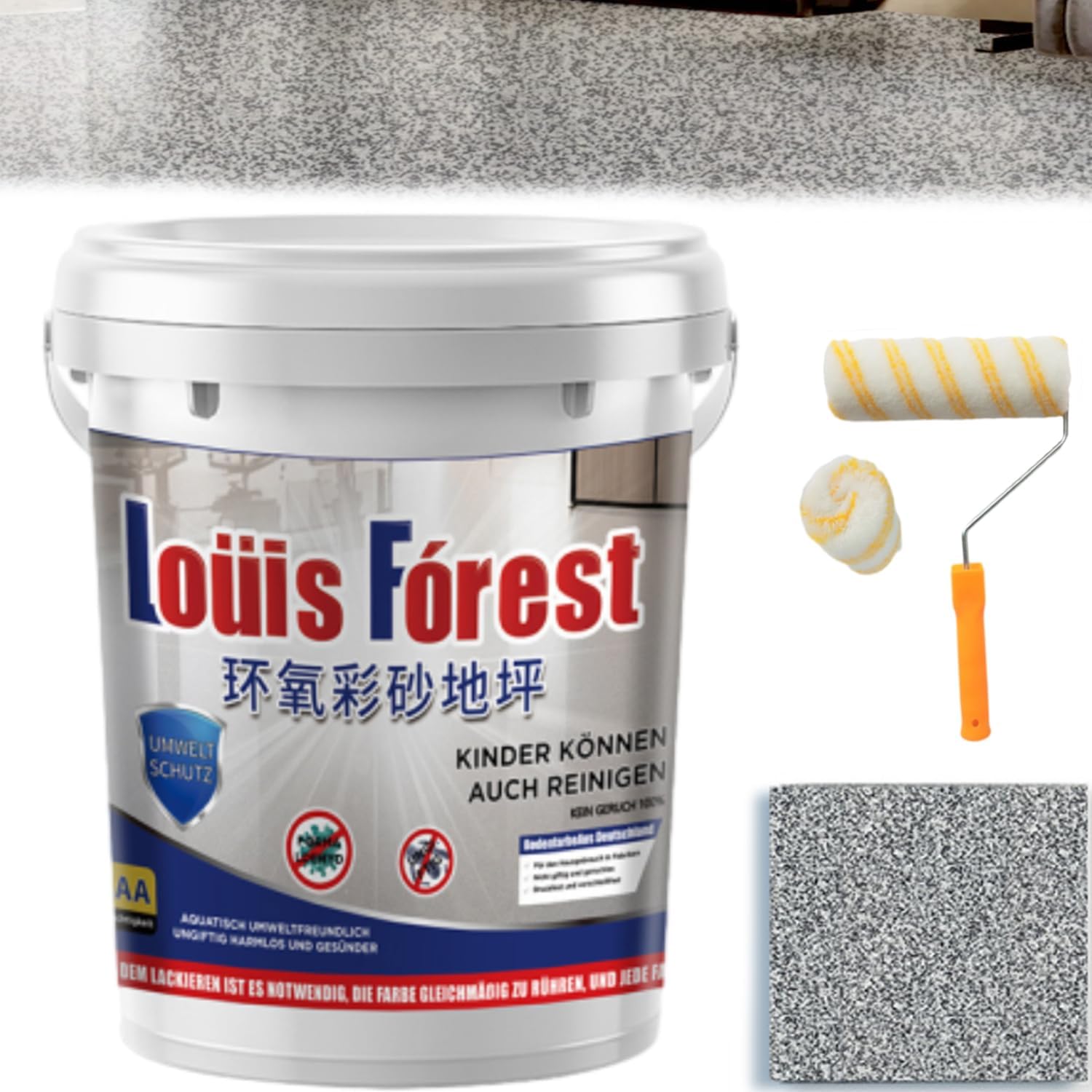 High-Gloss Marble Effect Epoxy Floor Coating, Forest Epoxy Paint, Waterproof Floor Paint, Non-Slip Wear-Resistant Epoxy Paint, High-Gloss Epoxy Resin Coating, Garage Pain (Dark Grey 2)