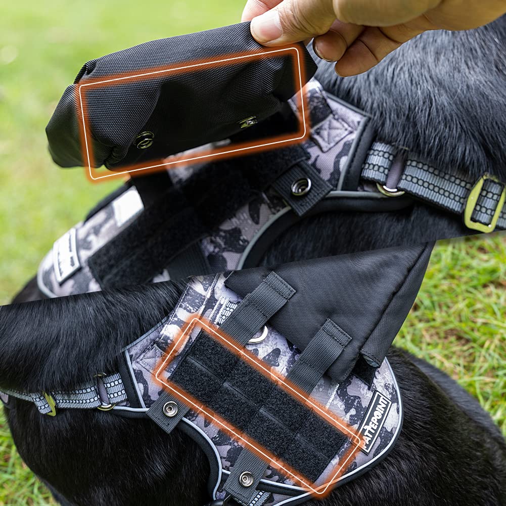 Pattepoint Sac pour Chien Harnais Dog Harness Bag, Accessoire Supplémentaire Sac à Dos, Sacs Latéraux pour Harnais Grand Chien, Accessoires de Poche Molle - Noir