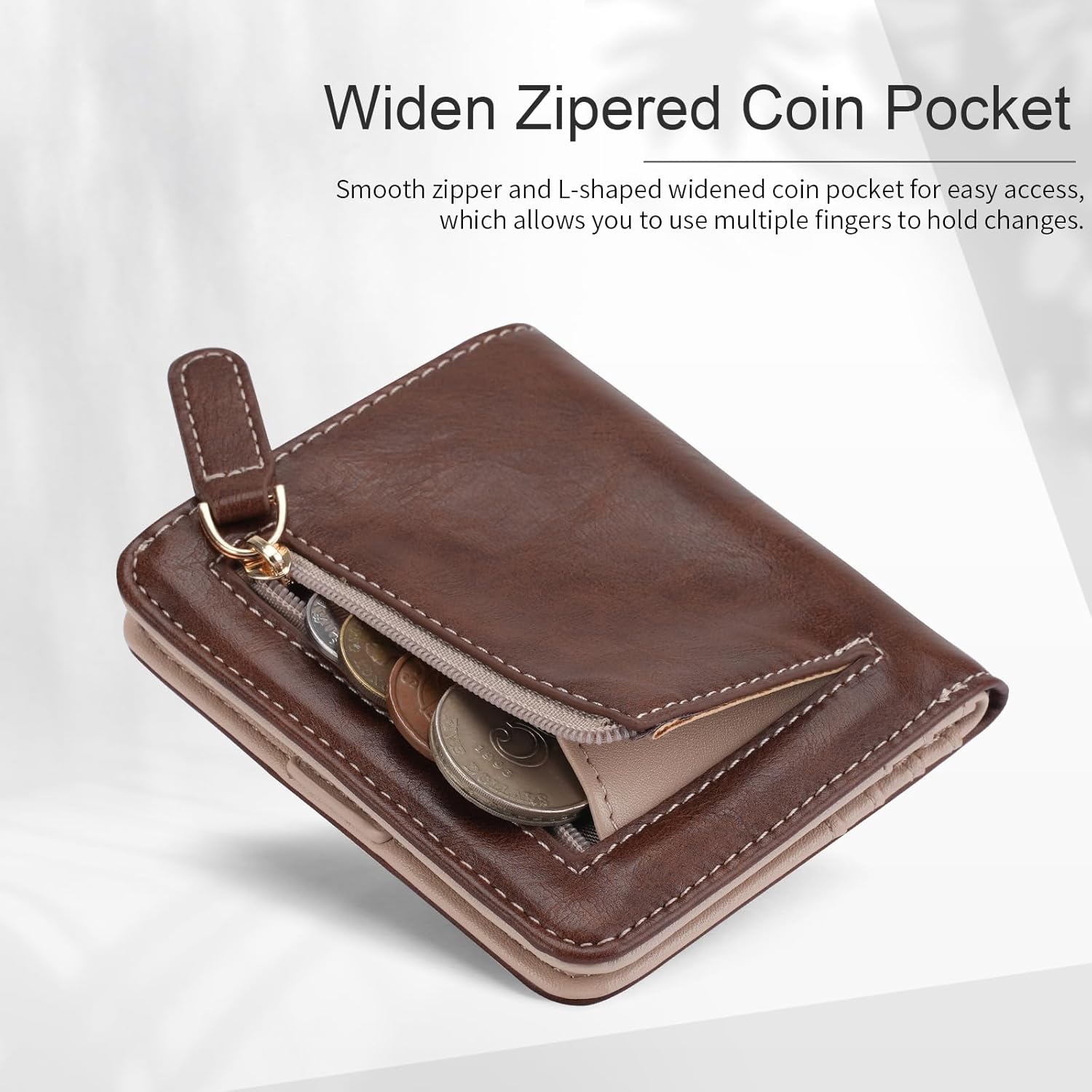 APHISON Womens Wallet, Slim Small Wallet for Women Men RFID Wallet Women Sunflower Leather ID Credit Card Holder whit Zipper Coin Pocket Bifold Compact Wallet - Image 3