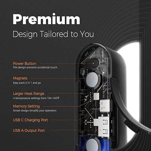 Miniatura 47 de OCOOPA Calentadores de manos recargables, paquete de 2, calentador de manos eléctrico magnético, 16 horas de calor, 4 niveles de calor hasta 145 ℉