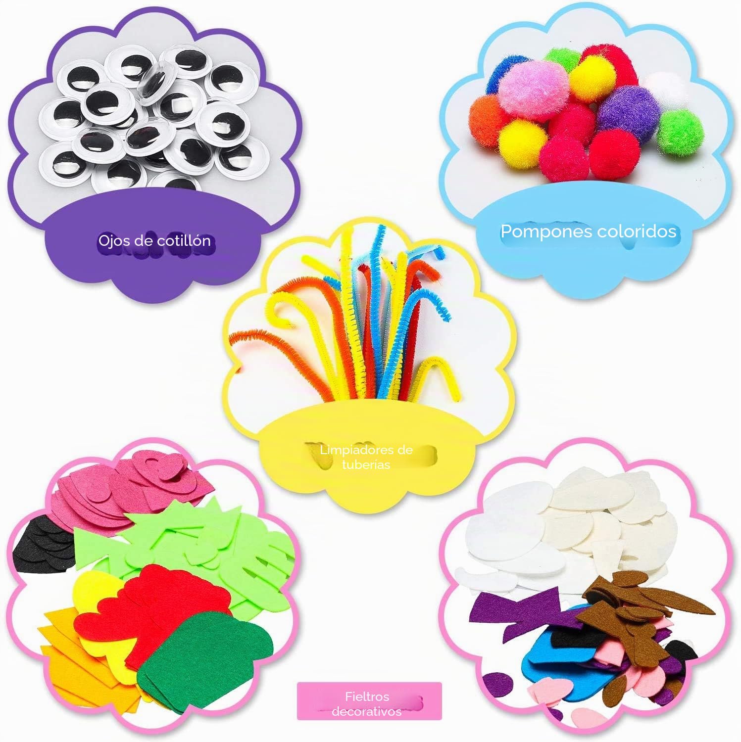 WATINC 12 marionetas de peluche, para manualidades, juego de manualidades para niños, de fieltro, calcetines, pompones, manualidades, juego de rol, accesorios de fiesta para niñas y niños
