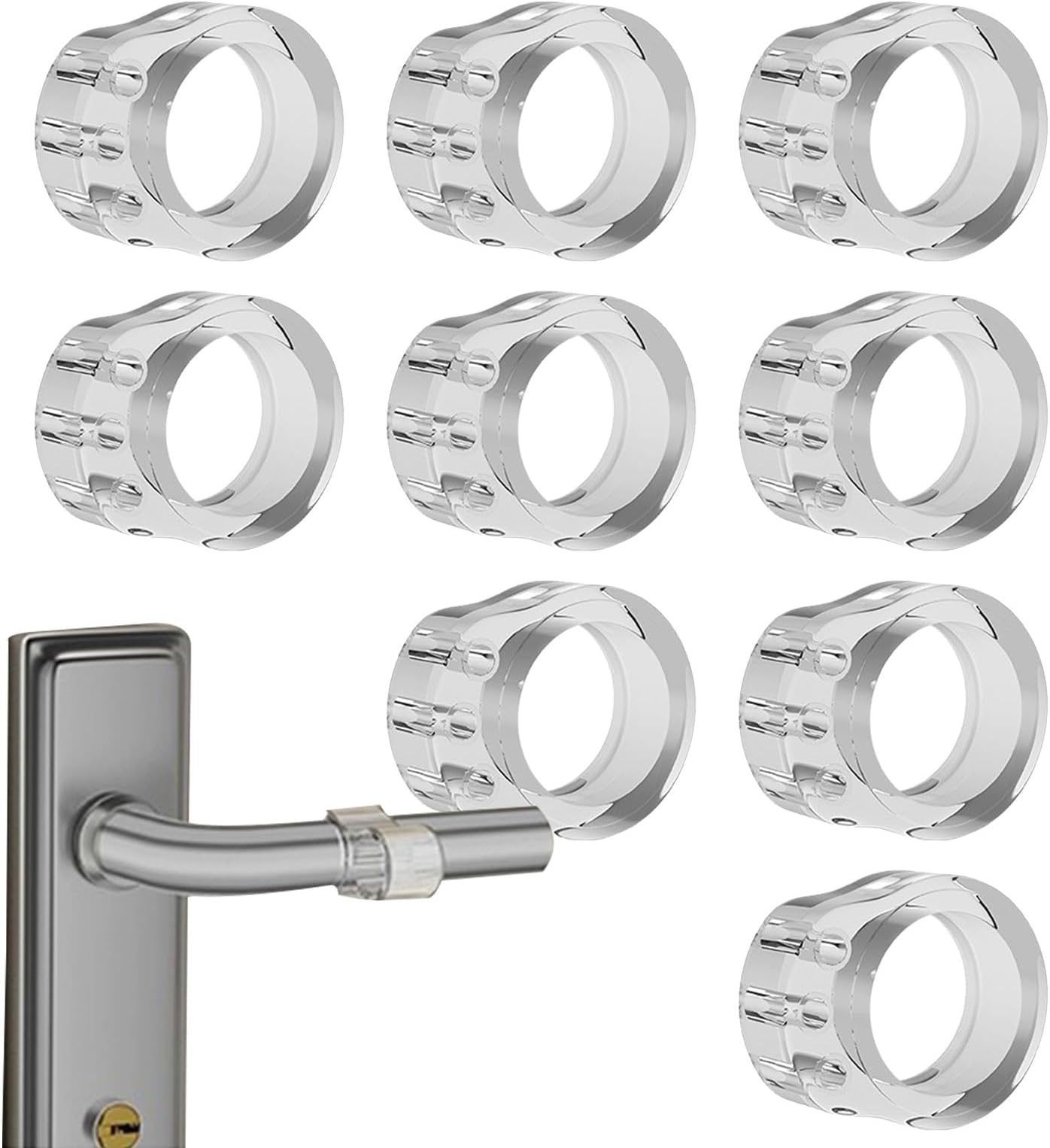 Door Knob Stopper, 9X Transparent Wall Protectors From Door Knobs, Silent Rear Blocker Shock Guard Invisible Suction Buffer for Home Bedroom