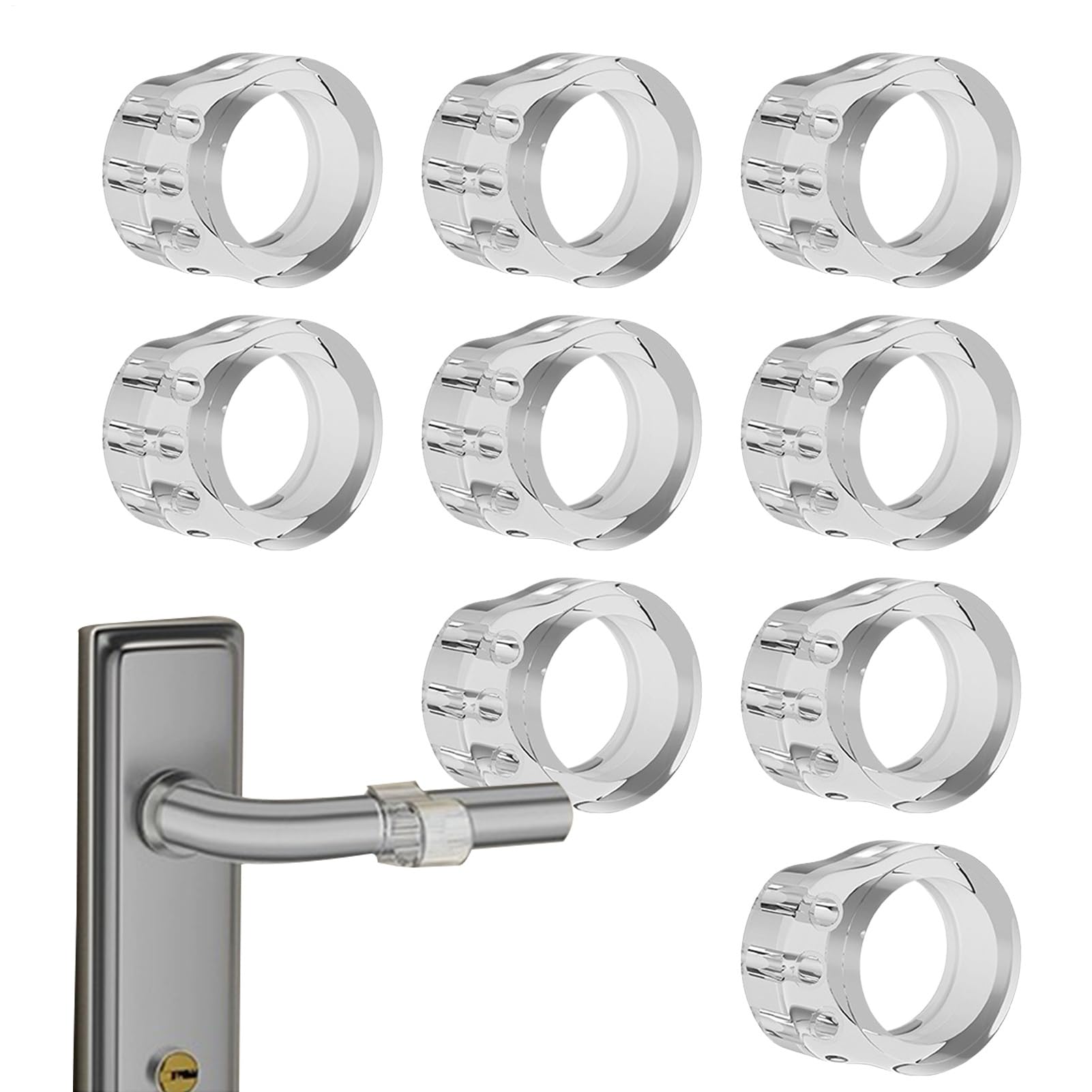 Door Knob Stopper, 9X Transparent Wall Protectors From Door Knobs, Silent Rear Blocker Shock Guard Invisible Suction Buffer for Home Bedroom