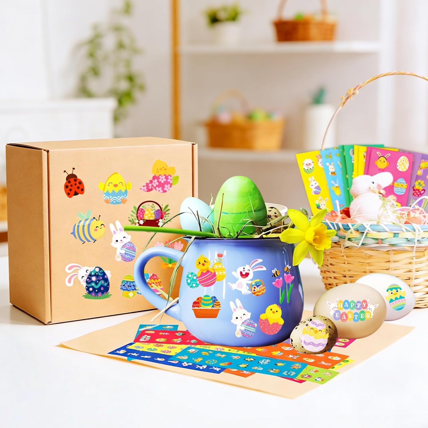 2288Pcs Easter Stickers Bulk for Kids - 130 Sheets Easter Basket Stuffers for Toddlers Boys Girls Teens Adults, Easters Crafts Activities Party Favors Gifts Goodie Bags Egg Decorations
