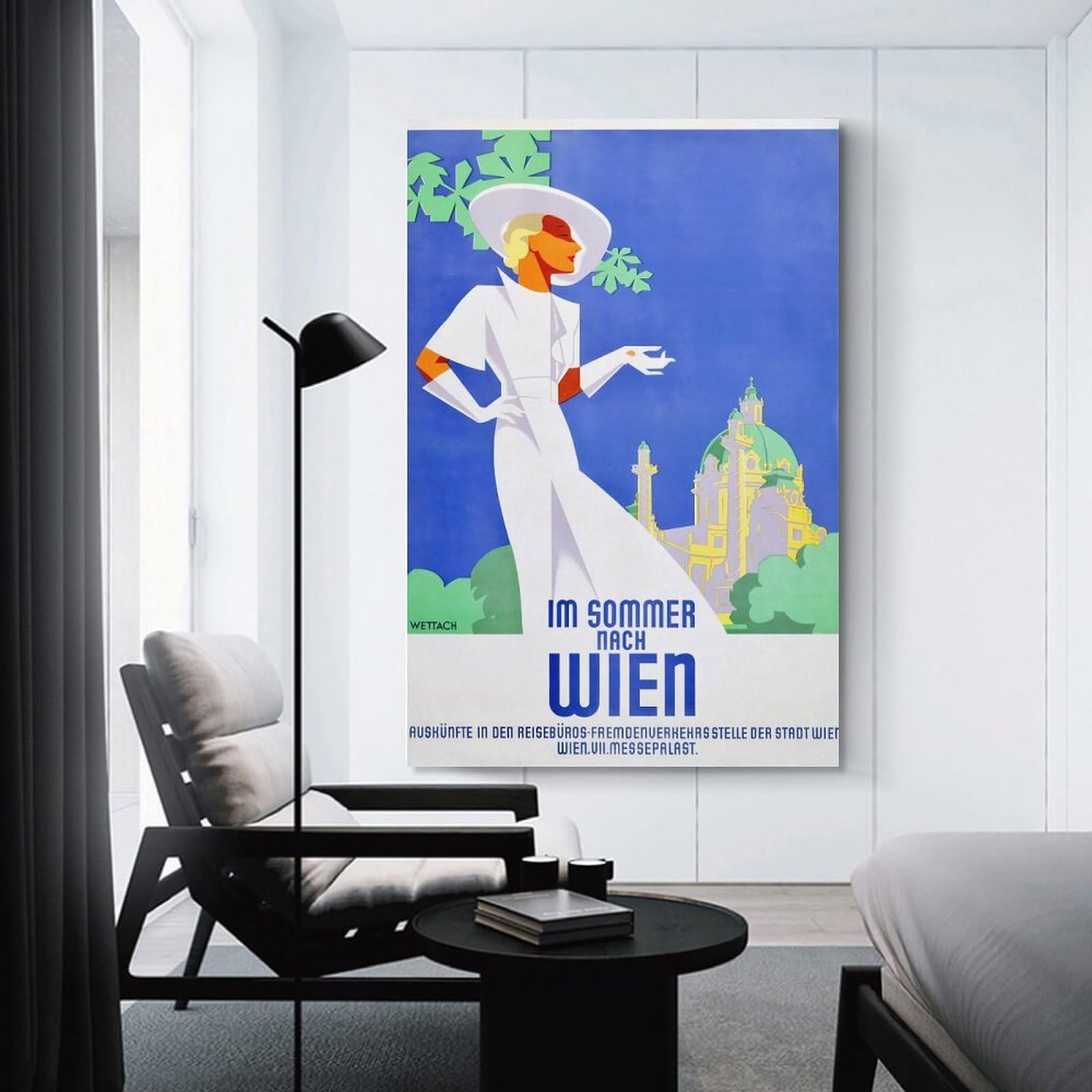 Junmoney Vintage Vienna Travel Hanging Wall Art 20x30inch(50x75cm), for Work Areas, Reading Rooms Or Studios, Canvas Wall Decor for Creative Rooms