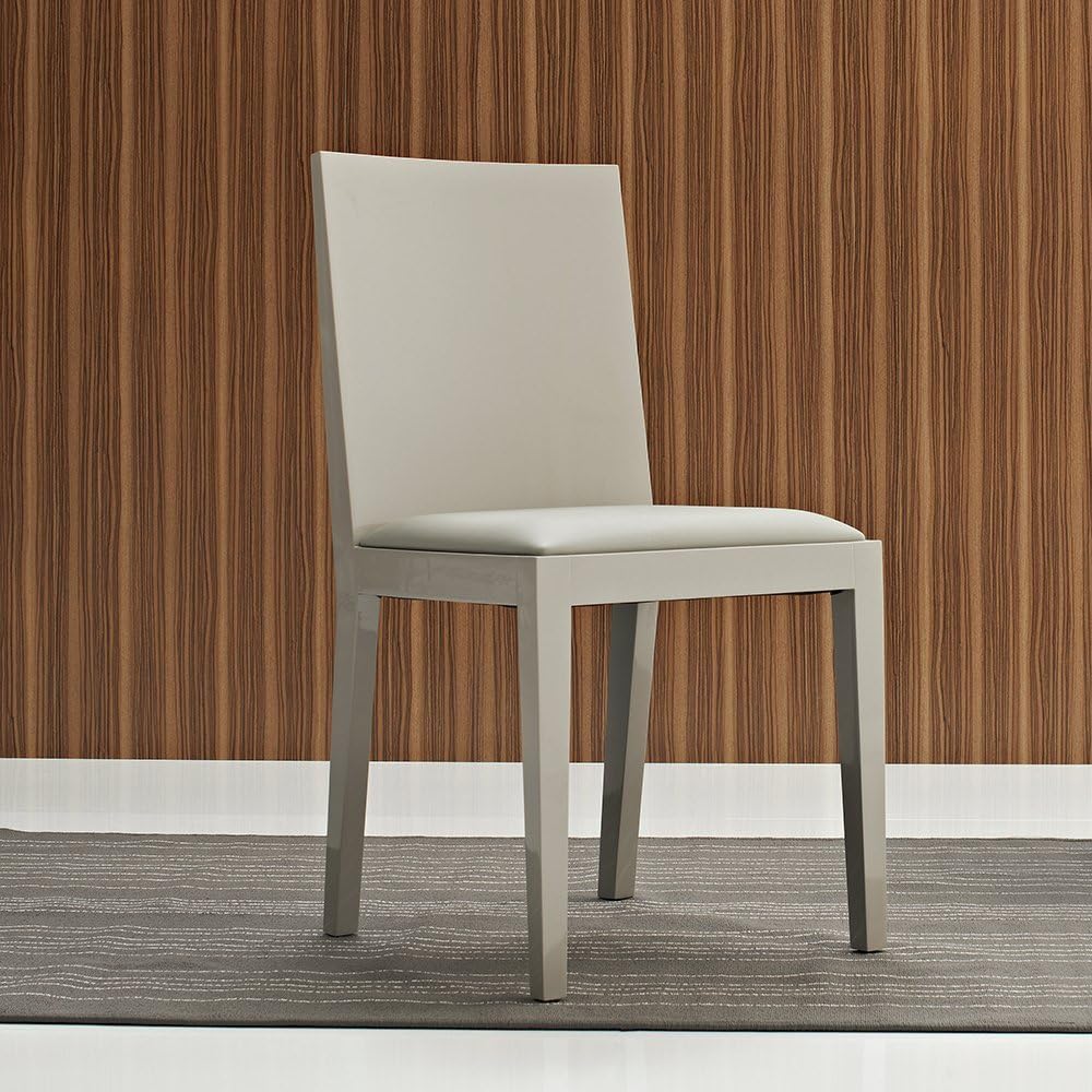 Luna High finish Modern & Contemporary Dining Chair, Club Chair, Office Chair & Side Chair, with Gloss Avorio Leather Padded Seat,17.7 x 20.9 x 34.6 inches, No Assembly Required (Set of 2)