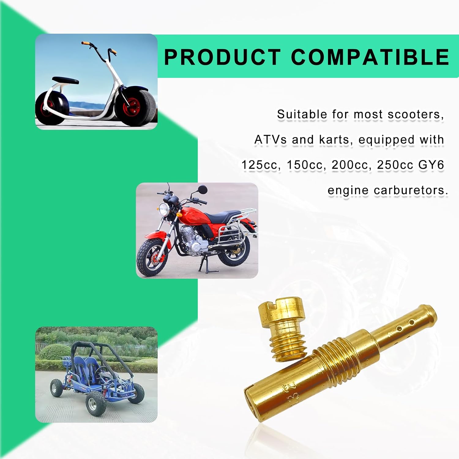 20PCS Carburetor Main Jet Slow Pilot Jet Kit, 10pcs Main Jets and 10pcs Slow Pilot, Brass Kits Car Accessories for Motorcycle Kart ATV