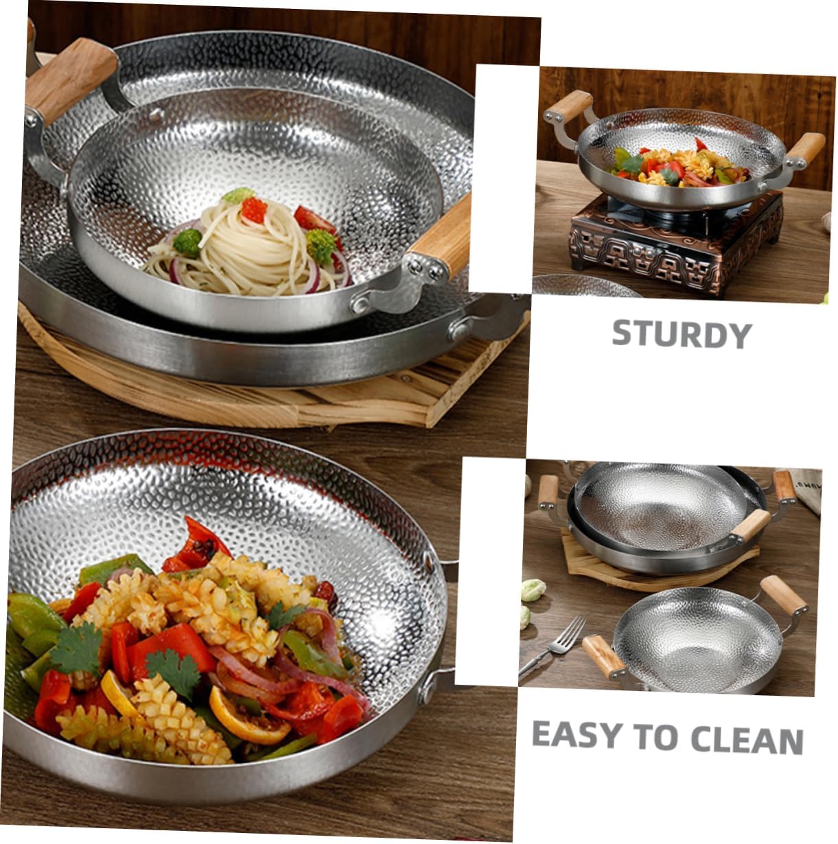 Unomor Stainless Steel Single Pot Dry Pot for Cooking Wok Pan Kitchen Supply High-temperature Easy to Clean