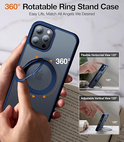 Miniatura 3 de TORRAS Anillo giratorio de 360 para iPhone 12 Pro Max compatible con Magsafe con soporte, soporte de anillo magnético de grado militar a prueba de