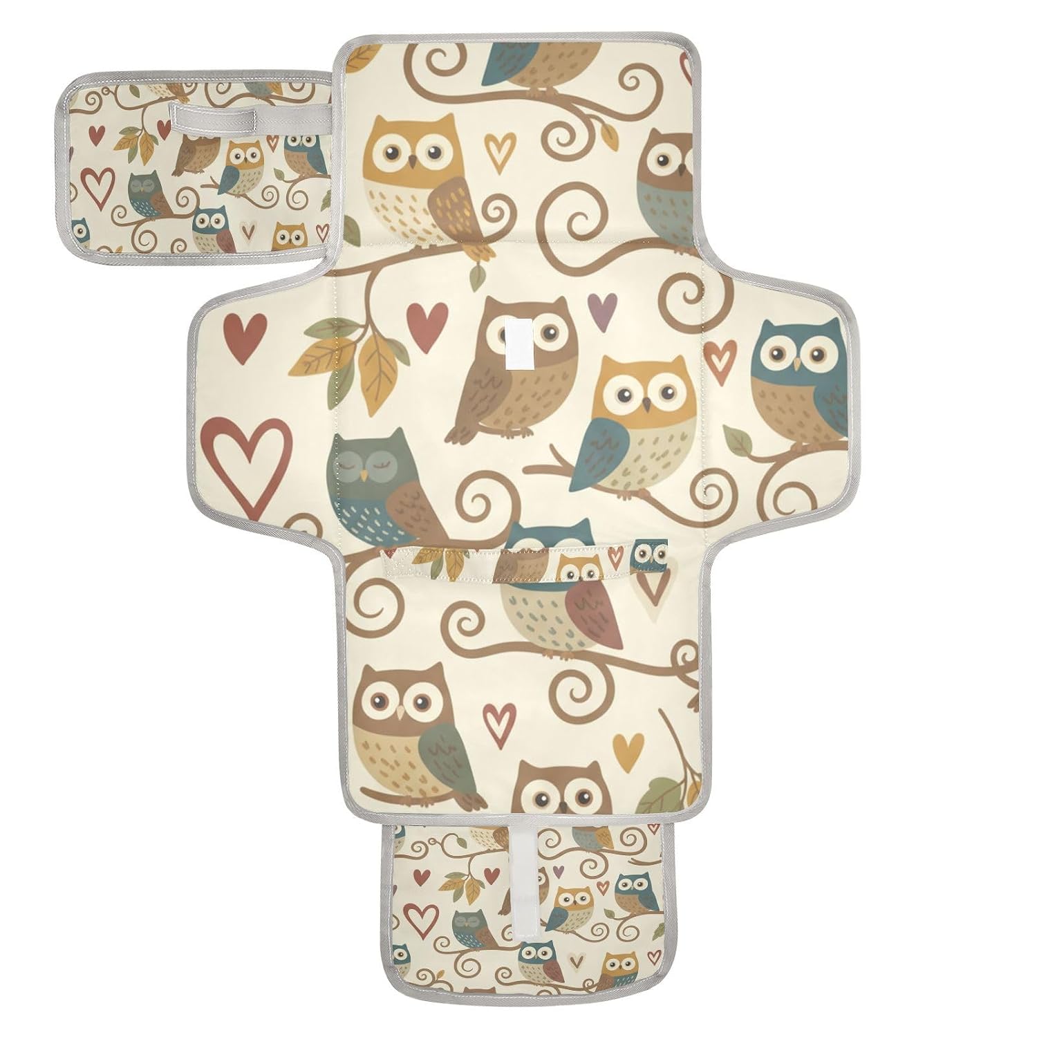 Owl Heart Print Portable Diaper Changing Pad Nursery