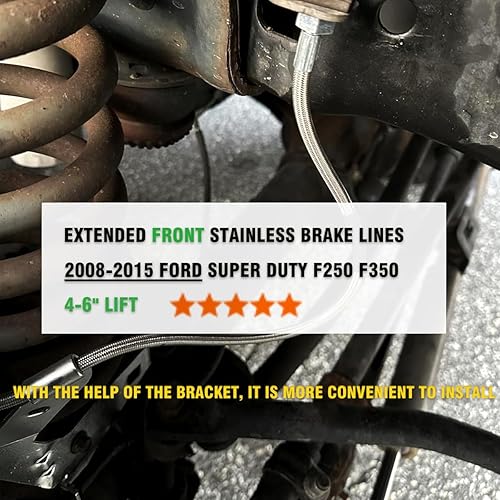 Miniatura 2 de Líneas de freno de acero inoxidable delanteras extendidas para Ford Super Duty F250 F350 08-15 4-6" Lift