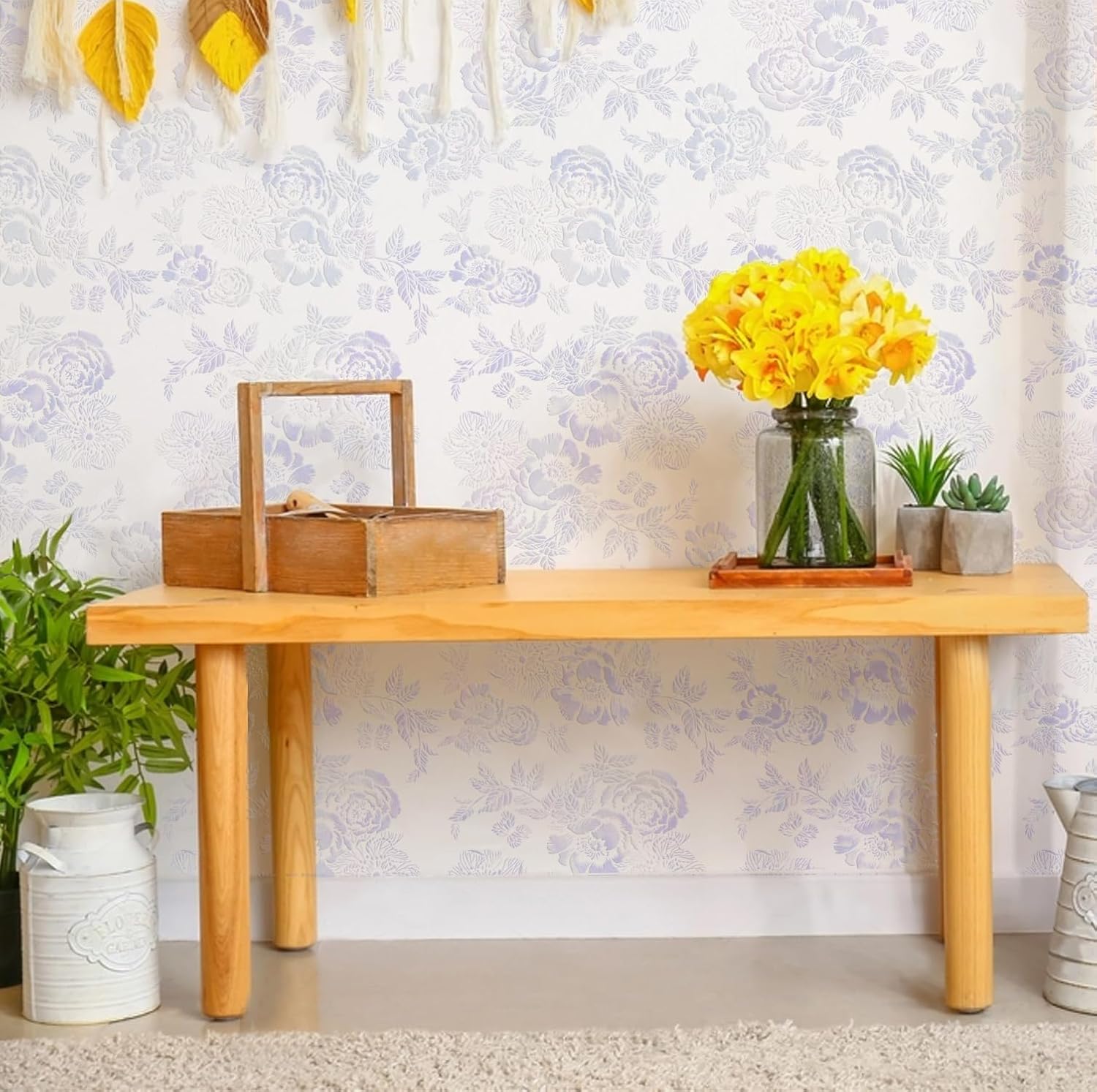 Reusable Large Flower Stencils for Painting on Wood Canvas Paper Fabric Floor Wall Floral Wall Stencils 16x24 Inches DIY Art and Craft Stencils for Painting Flowers