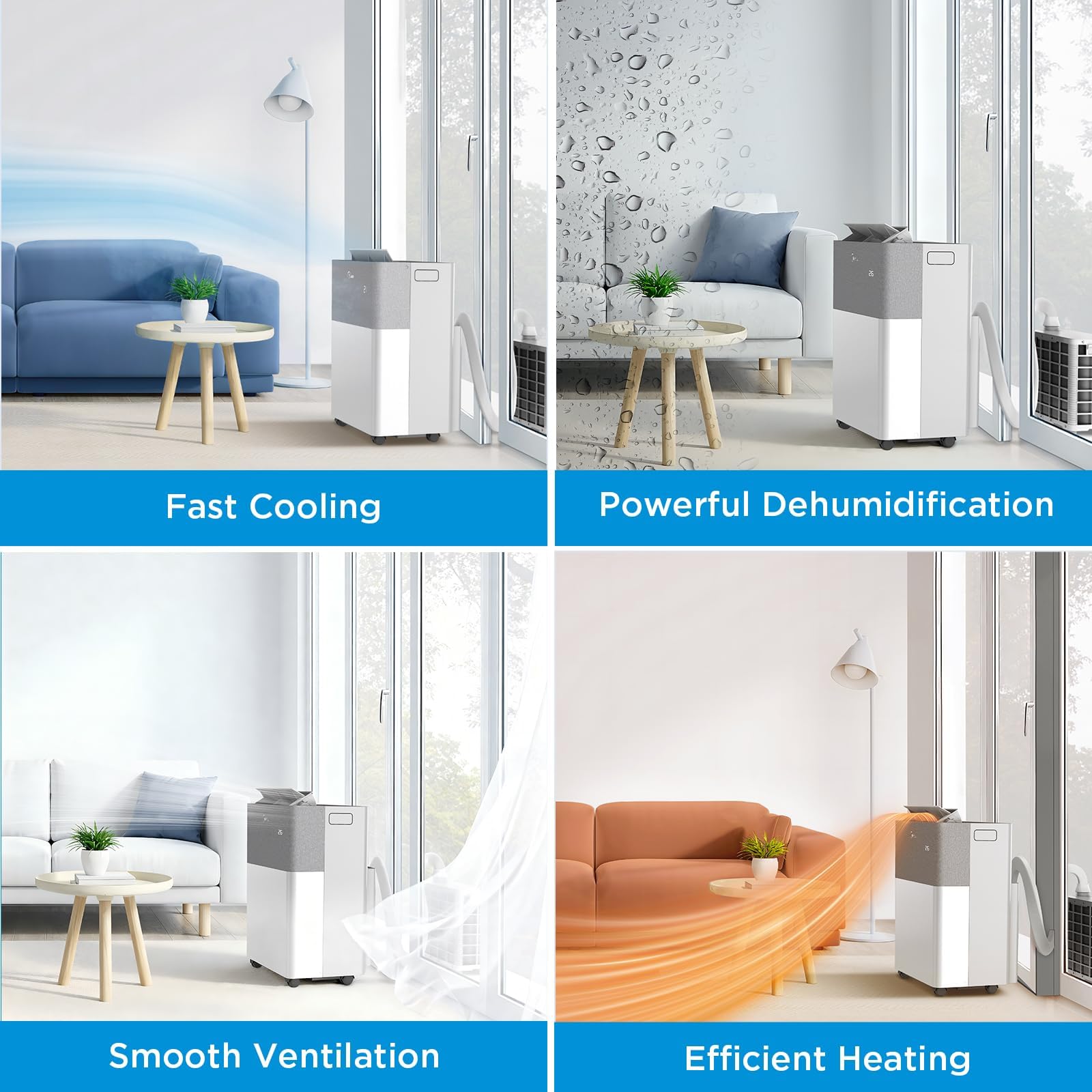Midea Portasplit 4-in-1 Condizionatore con Pompa di Calore 12000 BTU (3,5 kW), Raffreddamento/Riscaldamento, 39 dB Silenzioso, Senza Installazione, WiFi Smart, Classe A++/A+, stanze fino a 42 m²