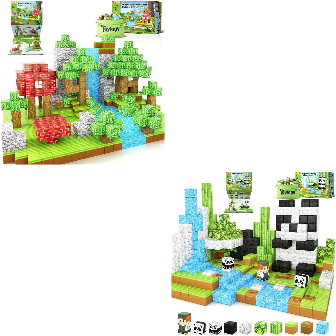 170PCS Magnetic Blocks-Build Mine Magnet World Panda Set Magnet Classroom Must Haves Toddler Toys for Kids for 3+