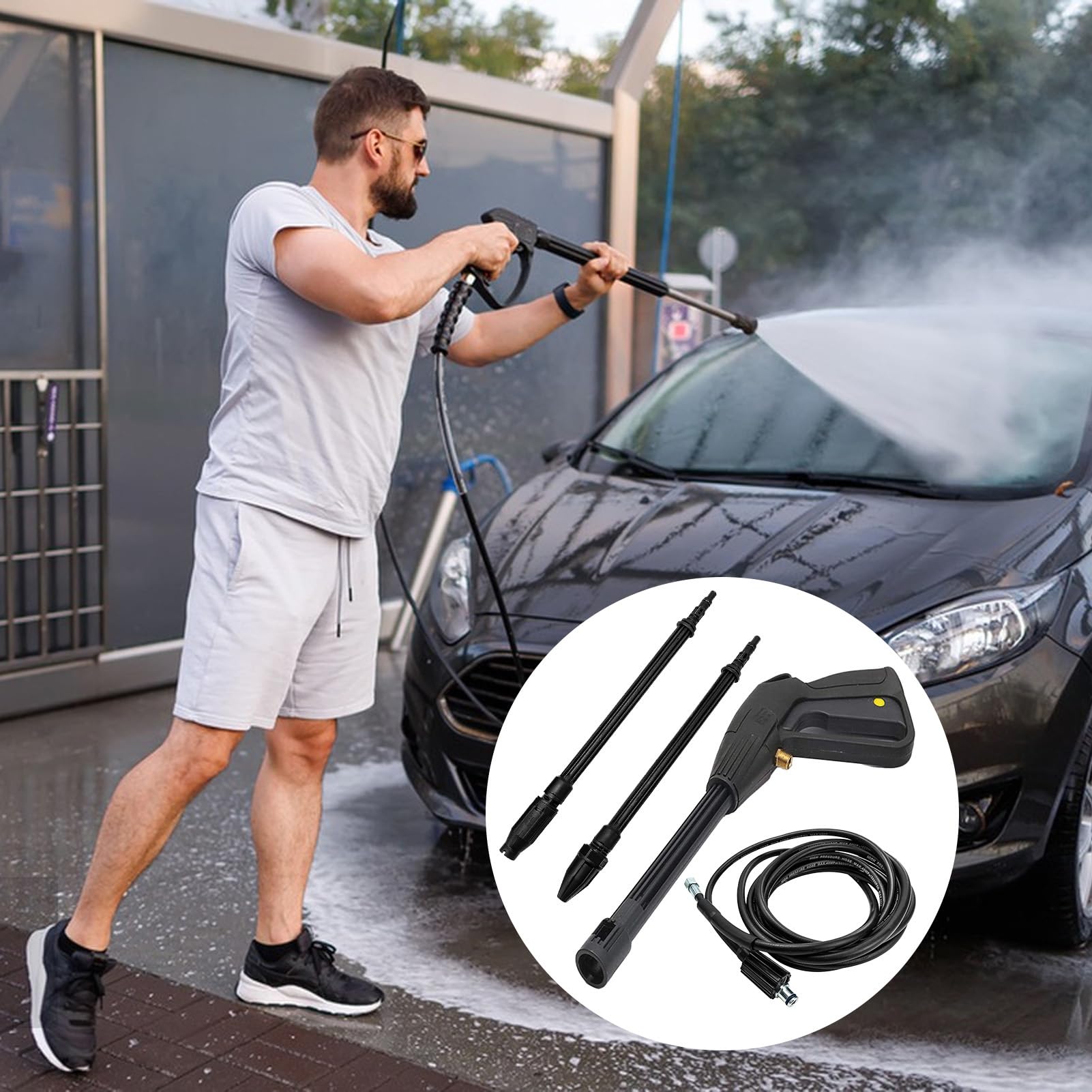 Hidrolimpiadora A Presión | Lanza De Alta Presión | Pulverizador de Agua para Limpieza, Accesorios Lavado Auto, Limpiaventanas para Coche y Hogar