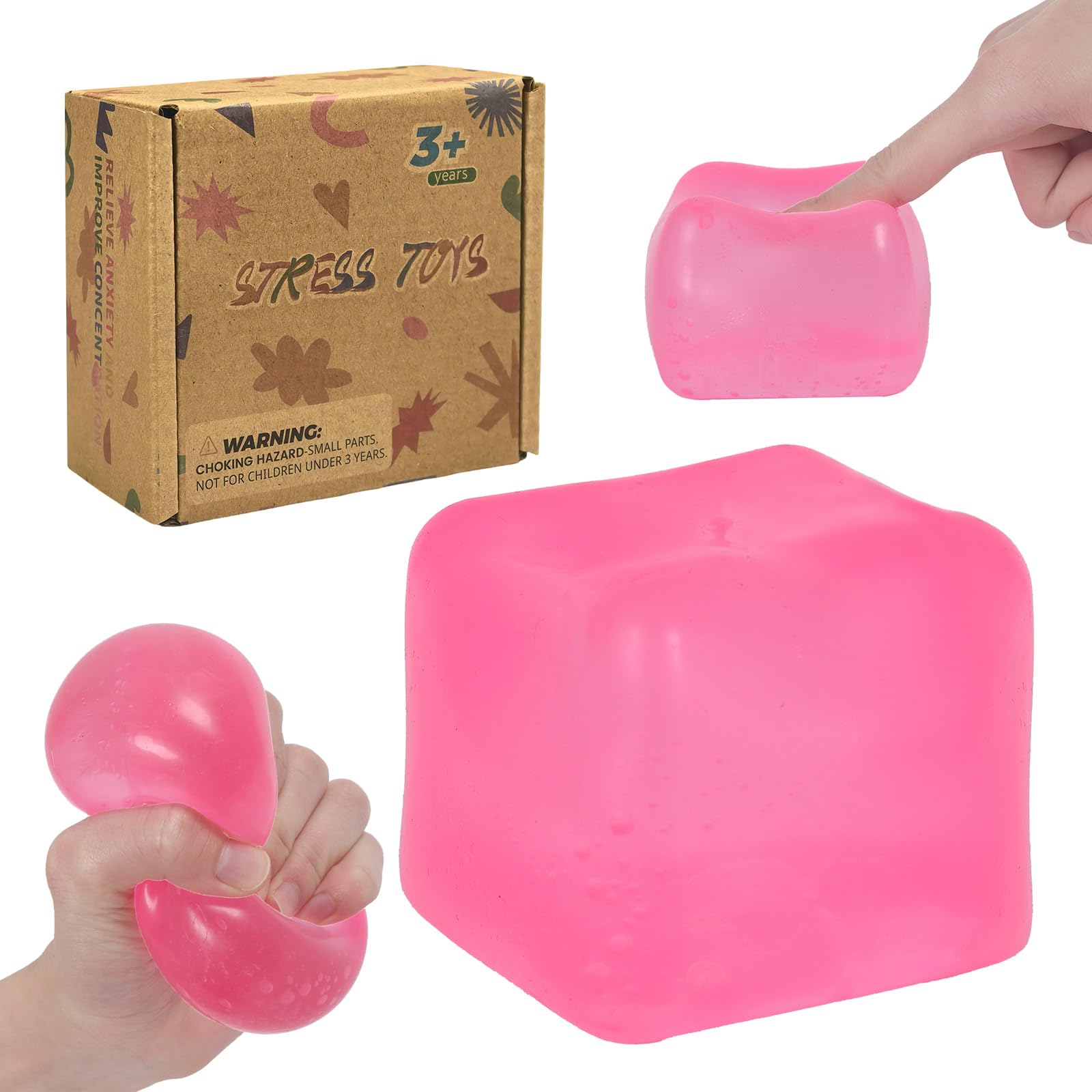 Graphinza Squeeze Toys Squishy Cubes Cube Fidget Toy,Squishy Cubes Squeeze Toys,Sensory Stress Cube Anxiety Relief for Kids and Adults
