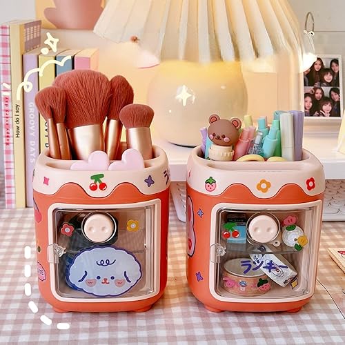 Miniatura 5 de El soporte para bolígrafos Kawaii de cerdo viene con bonitas calcomanías, estética, cubo de almacenamiento multifuncional, papelería de escritorio