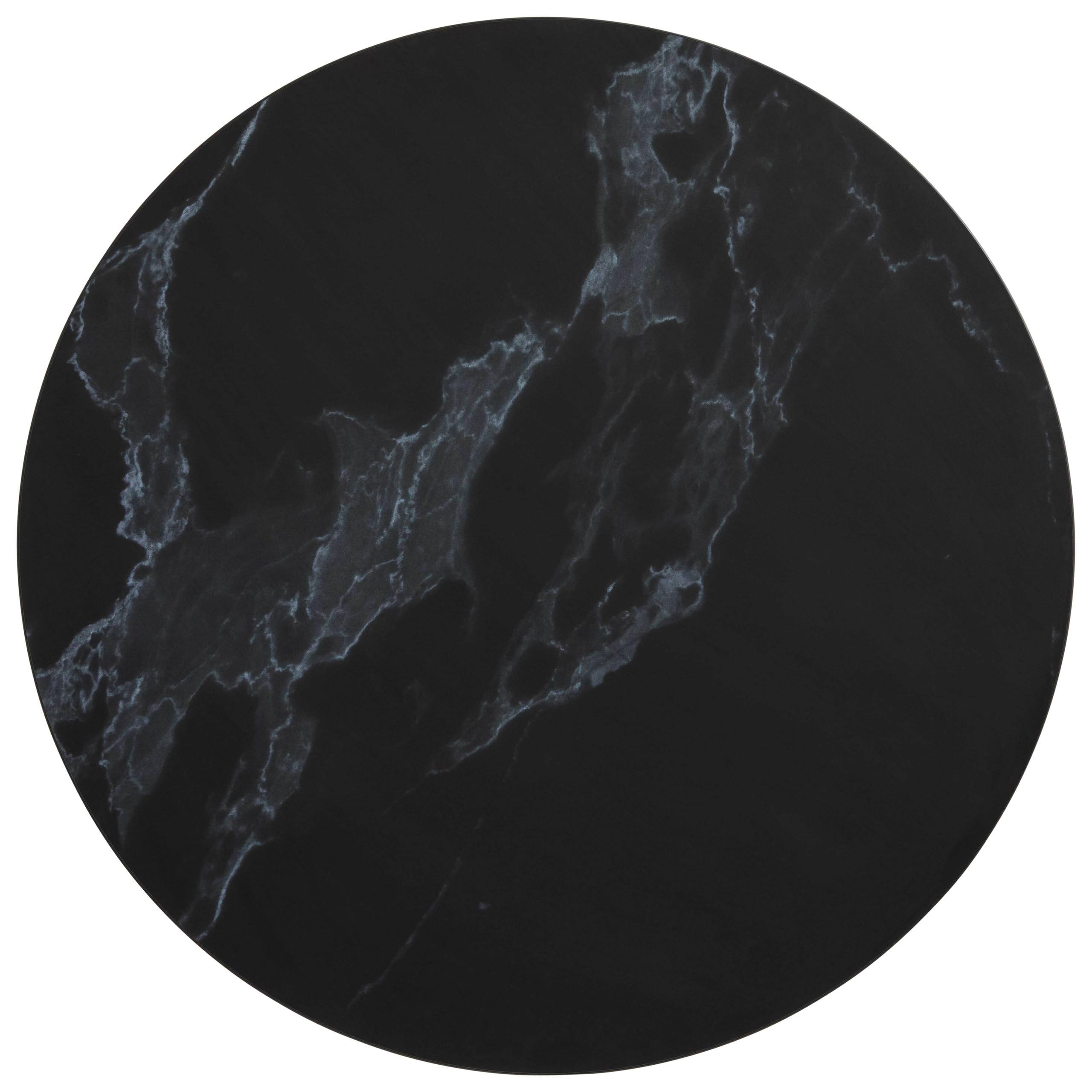 Oviala Plateau de Table Rond en mélaminé 60 cm marbre Noir