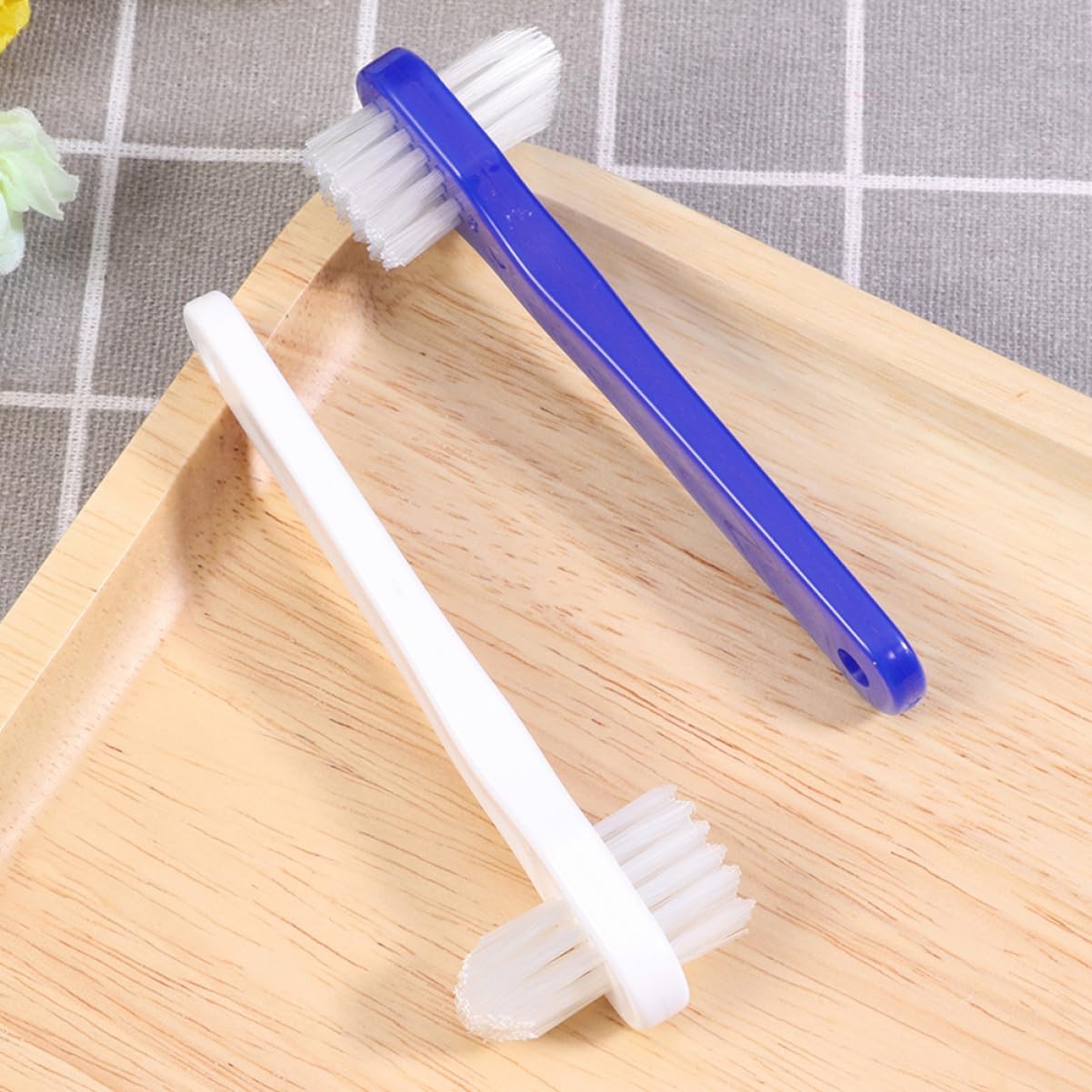 GALPADA 4pcs Ergonomic Denture Cleaning Brush Small Denture Toothbrush Replacement Heads Portable and Easy to Use