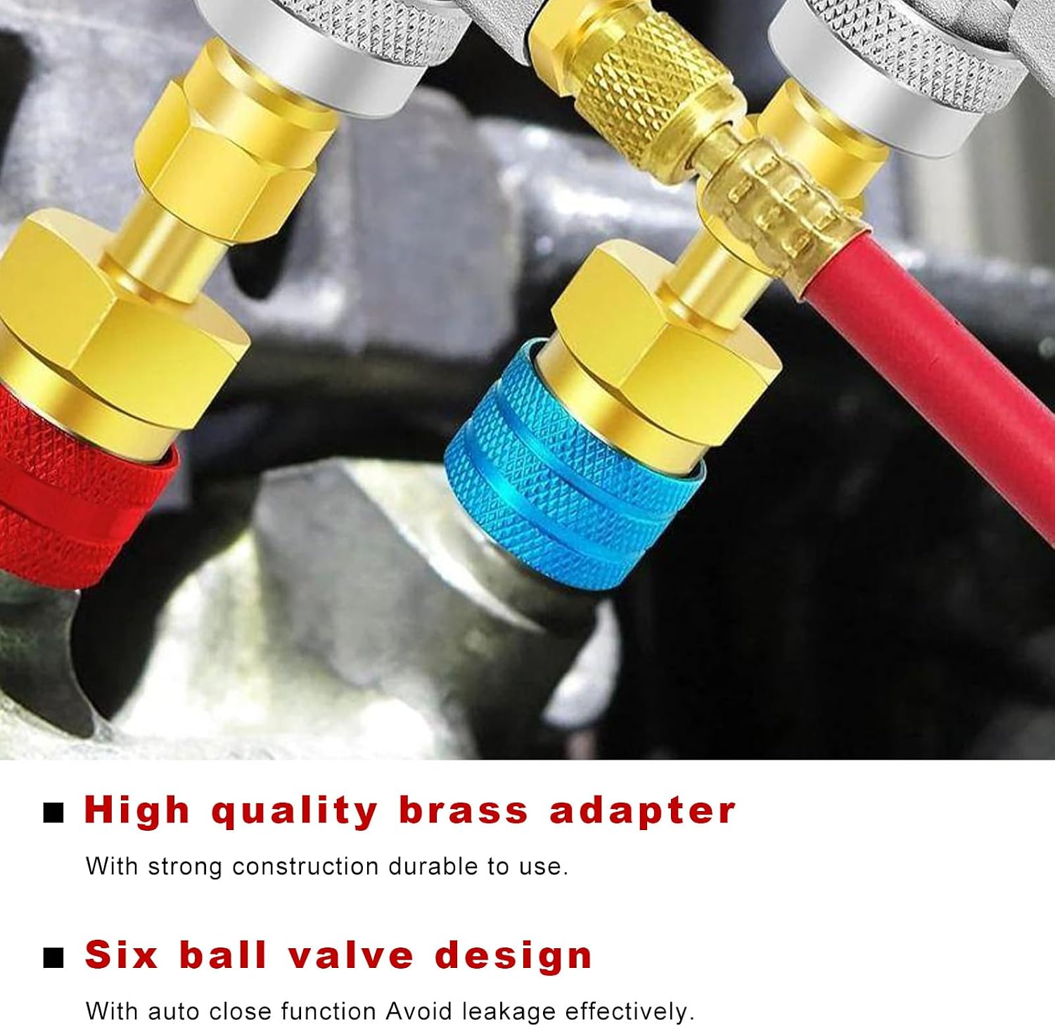 R1234yf Adapter Kit, R1234YF to R134A Quick Coupler for Car AC Charging, High Low Side Connector Conversion Kit Air Conditioning System Hose Fitting, Car Accessories