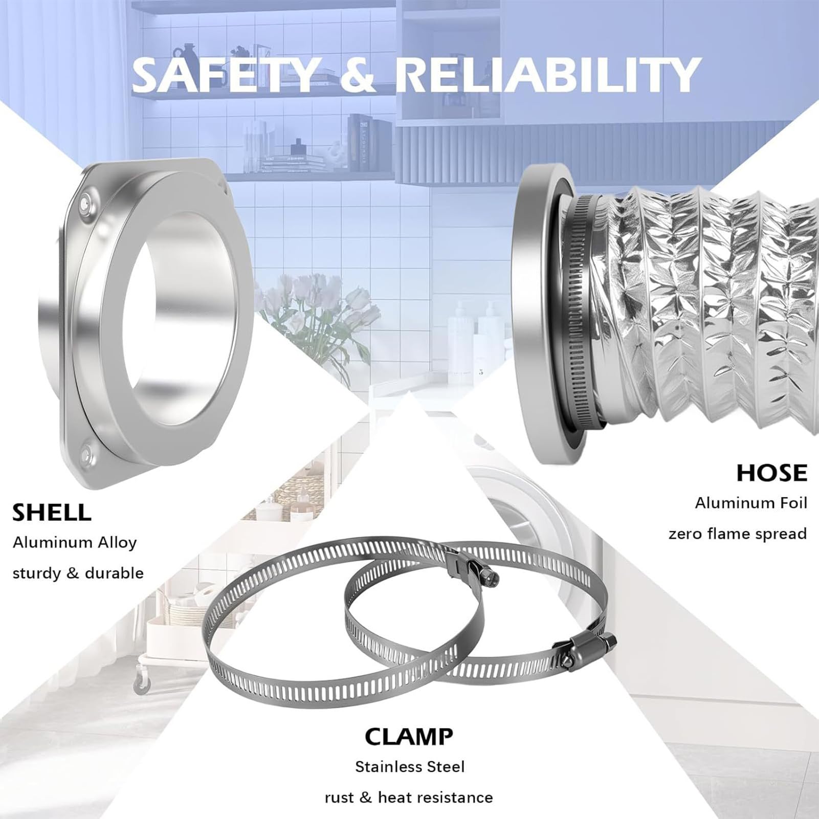 Karlak Kit Conector Rápido de Ventilación de Secadora con Imanes Gran