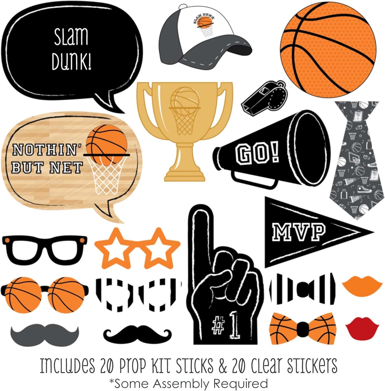 Big Dot of Happiness Nothin' but Net - Basketball Photo Booth Props Kit - 20 Count : Home & Kitchen
